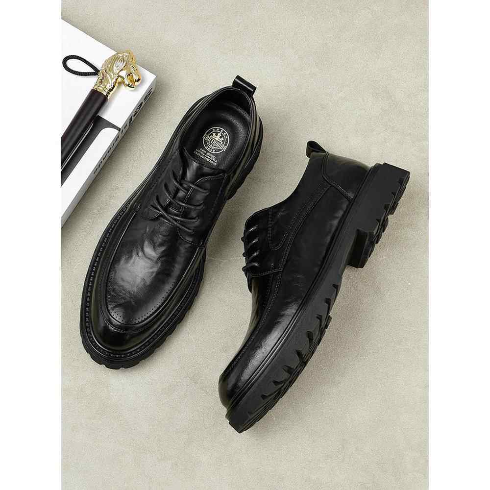 男士皮鞋年轻款式2025新款商务休闲真皮透气厚底增高皮鞋男士婚礼