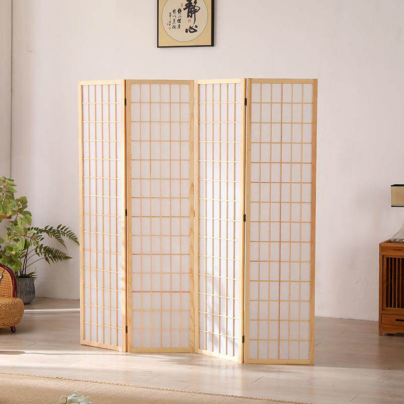 日式屏风隔断墙客厅折叠移动卧室遮挡茶室实木仿古玄关新中式Tω