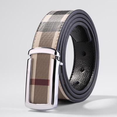 正品平滑扣西装皮带男士正装务真年皮休闲纯牛皮档西商服轻人高腰