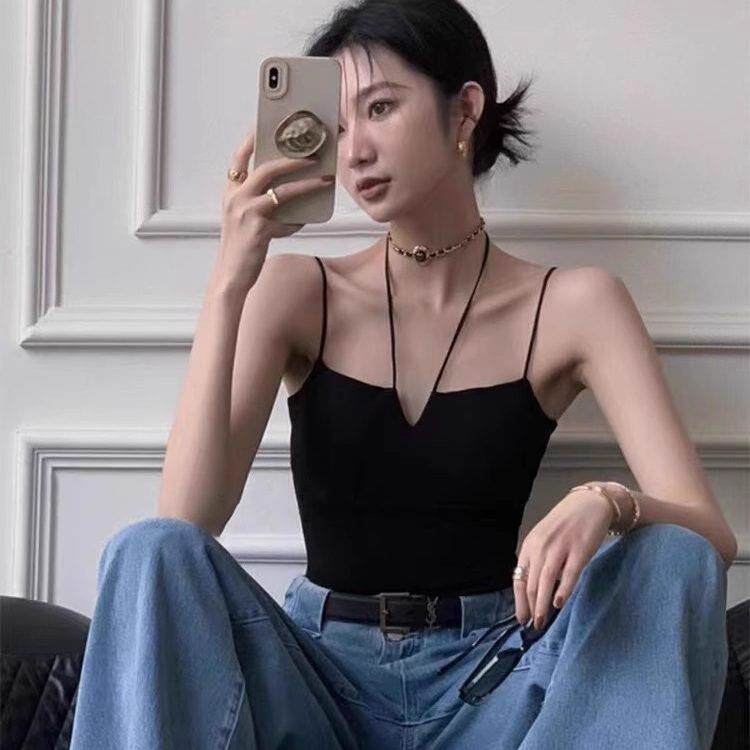 法式Rixo Kelly气质高级感挂脖吊带背心女百搭设计感休闲无袖上衣