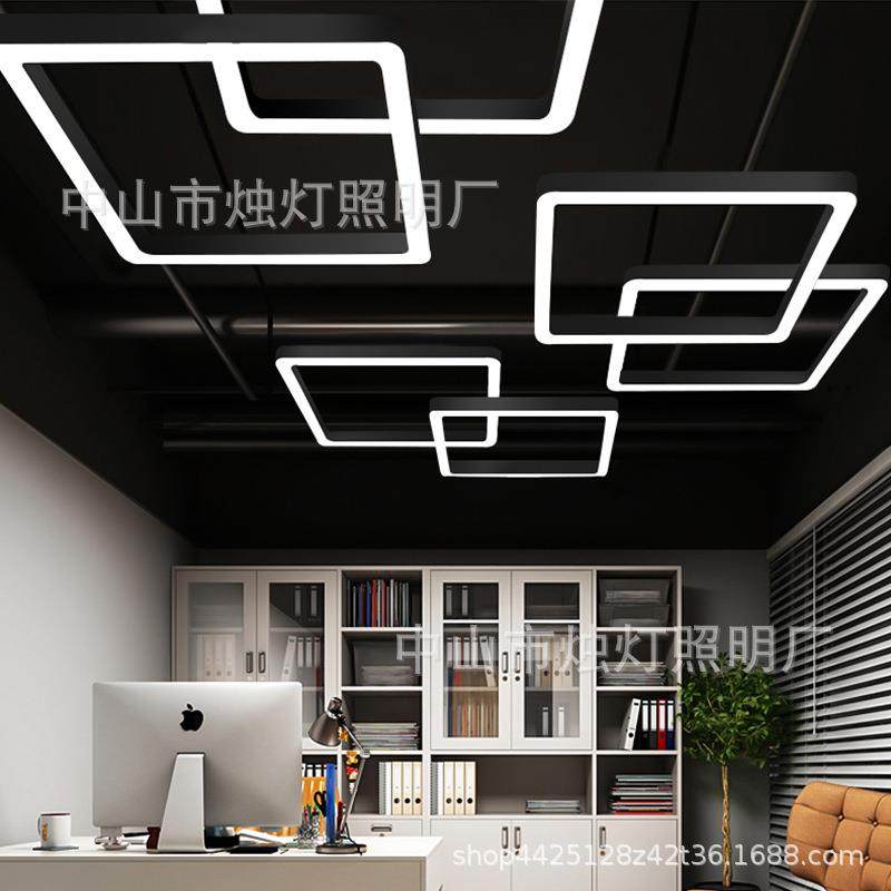 LED空心四边形回字形灯具办公室美发店美容店超市商场装饰吊线灯