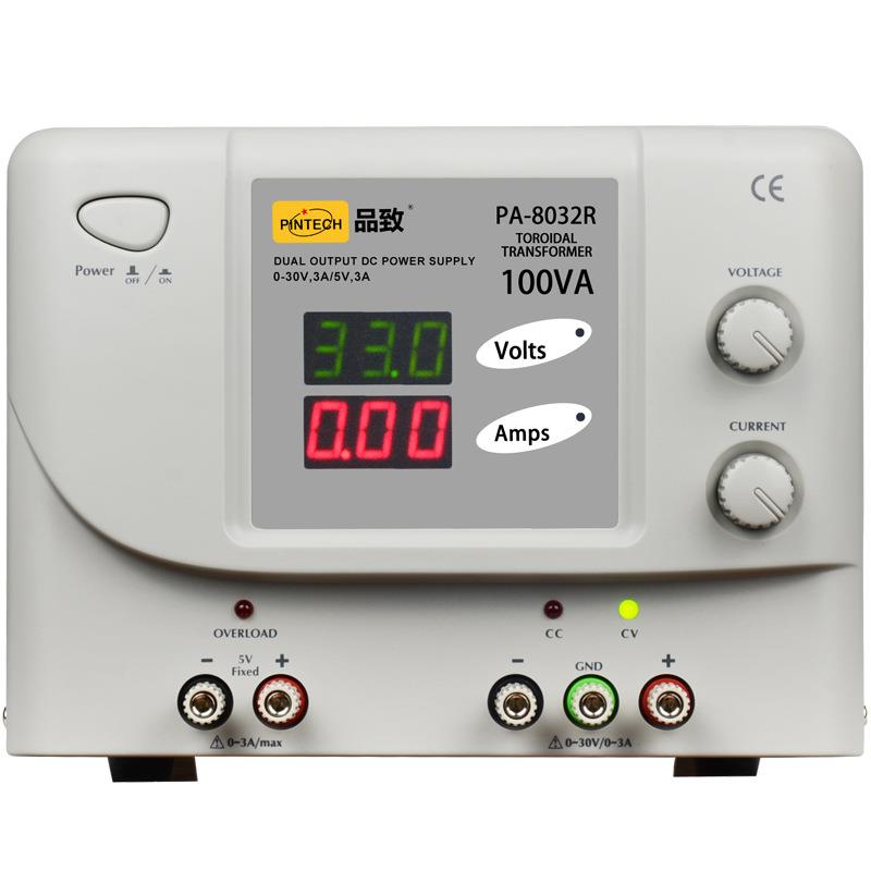 品致双通道直流电源PA-8032R ( 30V/3A+5V/3A，环型变压器 )
