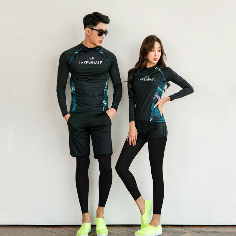 韩国情侣潜水服分体速干水母衣浮潜服休闲冲浪泳衣长袖防晒游泳衣