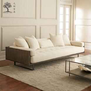 北欧布艺沙发 客厅简约现代小户型双人三人实木沙发 原木风家具