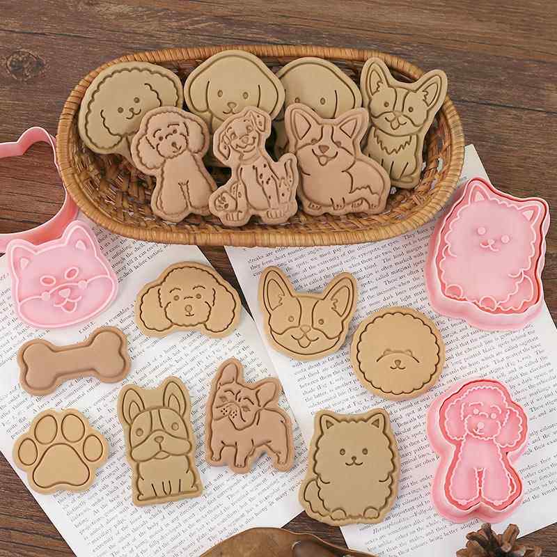 小狗饼干模具卡通狗狗骨头脚印曲奇烘焙模具3d立体按压工具家用