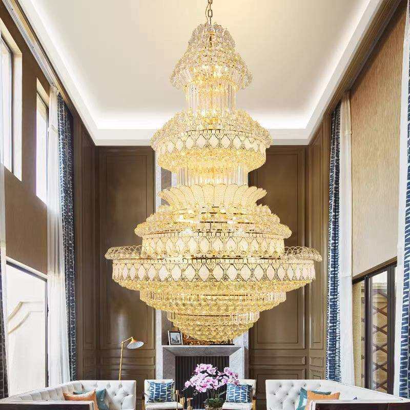 欧式高档奢华别墅复式楼客厅大吊灯后现代时尚酒店工程大厅水晶灯