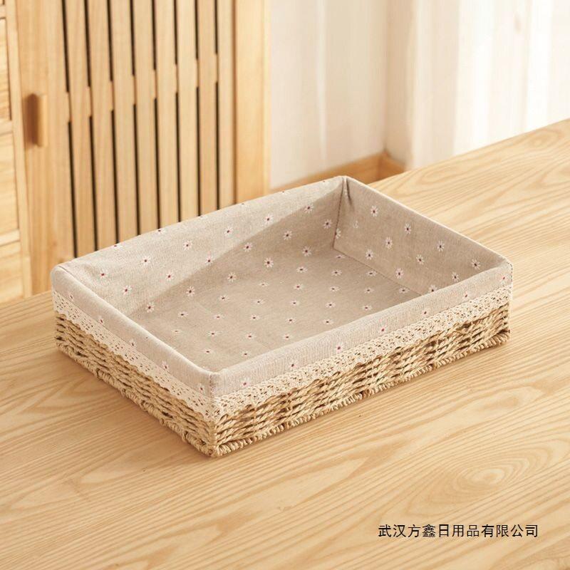 藤编收纳筐玄关钥匙收纳整理盒桌面玩具零食杂物框摆摊展示筐跨境