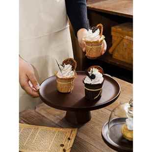 BX62复古相思木糕托盘家蛋用客厅点心盘甜展品台示架质高F768TS5J