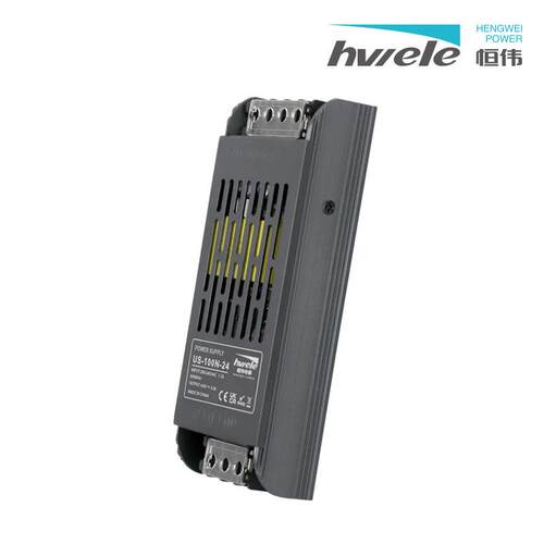 黑金刚长条线性静音电源US-100N-12V24V金属外壳监控超薄开关电源