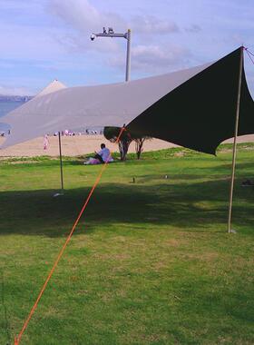 天户外野外海边郊游形黑胶全遮猴光格纹2幕10D牛津布天蝶8角th-露