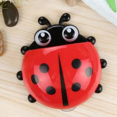 2pcs Toothbrush Holder Cute Ladybug Shape Suction Cup Creati