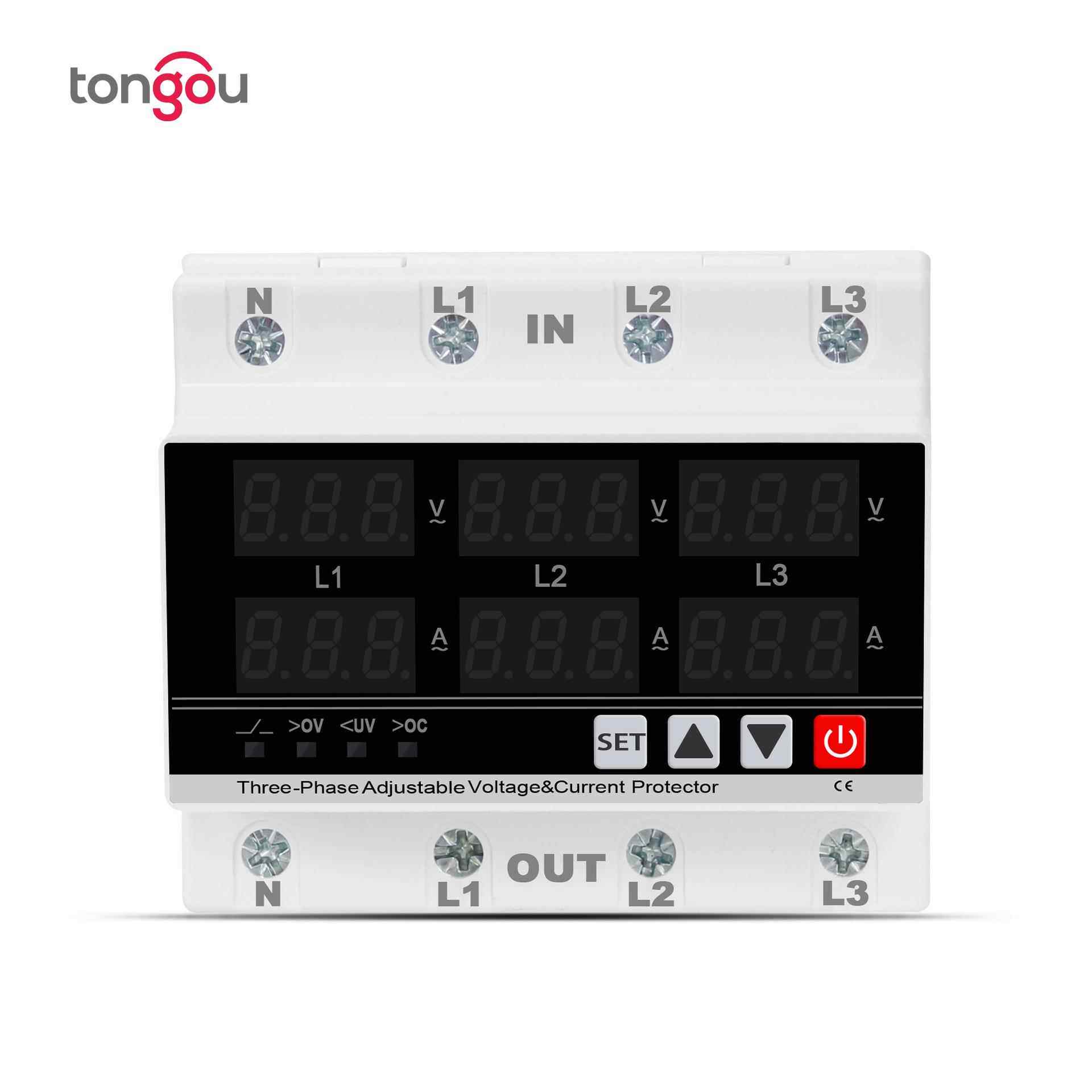 3相DIN轨电压电流表可调过欠压电流限制保护监控继电器保护器外贸