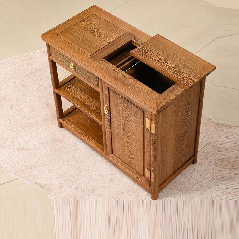 鸡翅木茶几茶桌实木中式红木烧水壶一体嵌入式小型茶台茶柜花梨桌