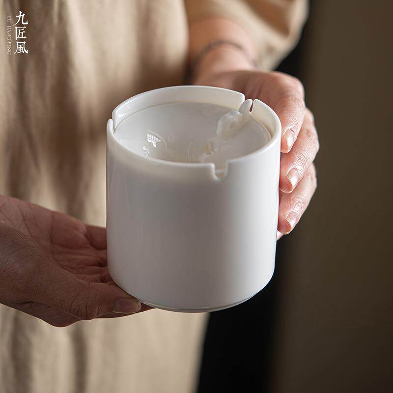 羊脂玉祥云建水 白瓷功夫茶具过滤茶洗 陶瓷烟缸茶道配件