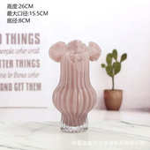 高级水客厅养复古感大肚餐桌奶油风玻璃透明插花艺术花瓶中古摆件