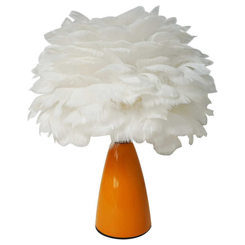 北欧装饰羽毛台灯陶瓷卧室床头灯高级感民宿ins少女心羽毛灯轻奢