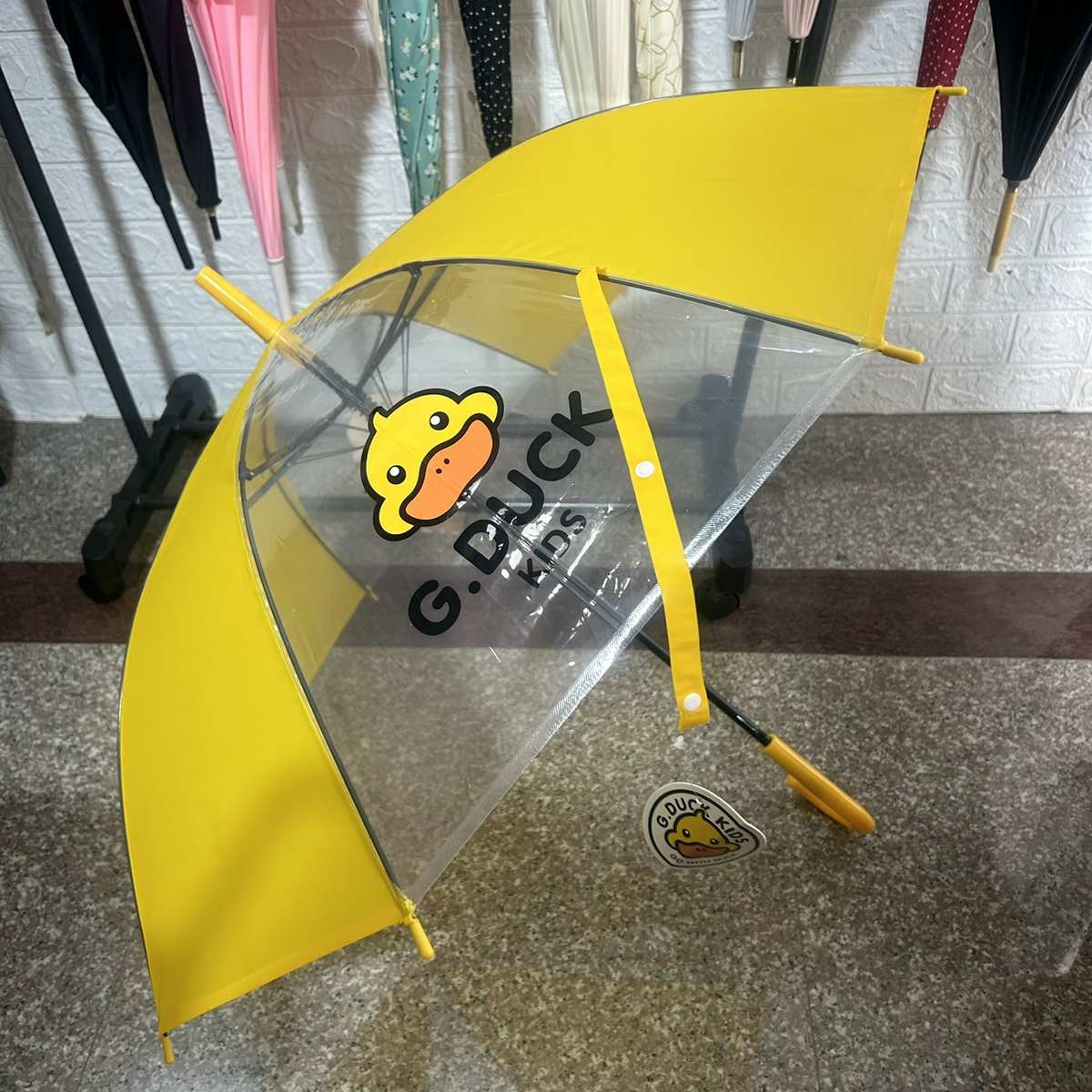 G.DUCK小黄鸭儿童雨伞男女宝宝卡通透明长柄手动大号幼儿园玩具伞