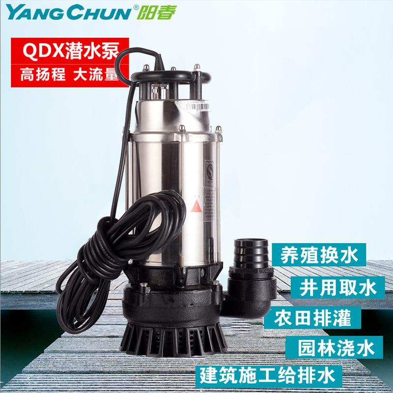 阳春水泵 小型不锈钢潜水泵 家用电动大流量抽水泵220V 养殖泵