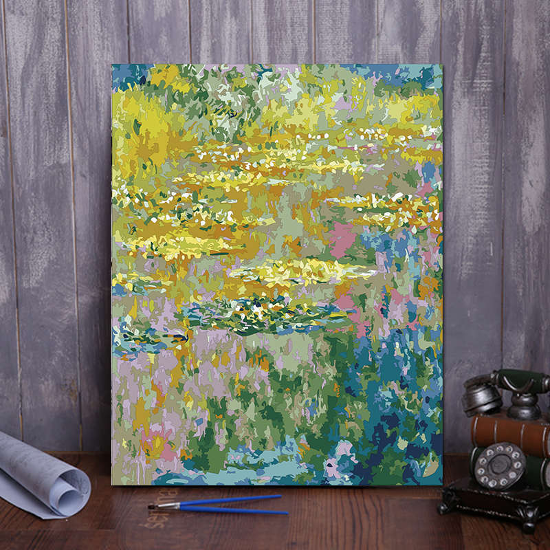 diy数字油画 客厅风景花卉动漫人物手绘定制填色装饰画 莫奈睡莲