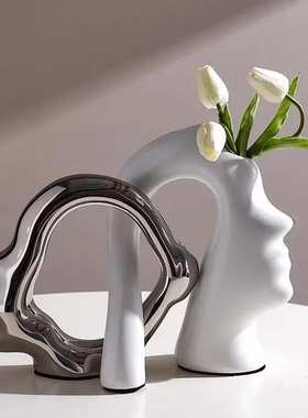 创意感艺术奢客厅古风摆件玄关轻电视柜装饰品花瓶插花中高档高级