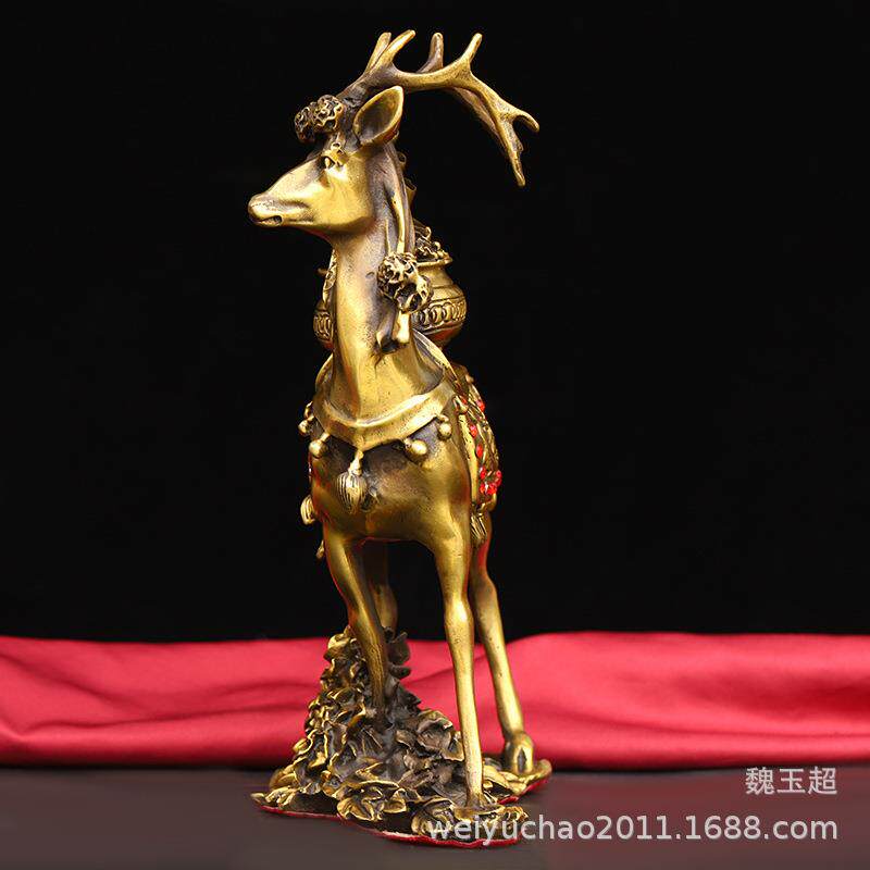 纯铜梅花鹿摆件一对铜鹿福禄一路生财高升工艺品家居客厅摆设
