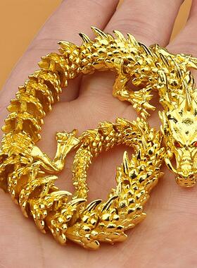 活动关节2024龙年黄铜品摆件立体过年个性客厅办公室龙饰品