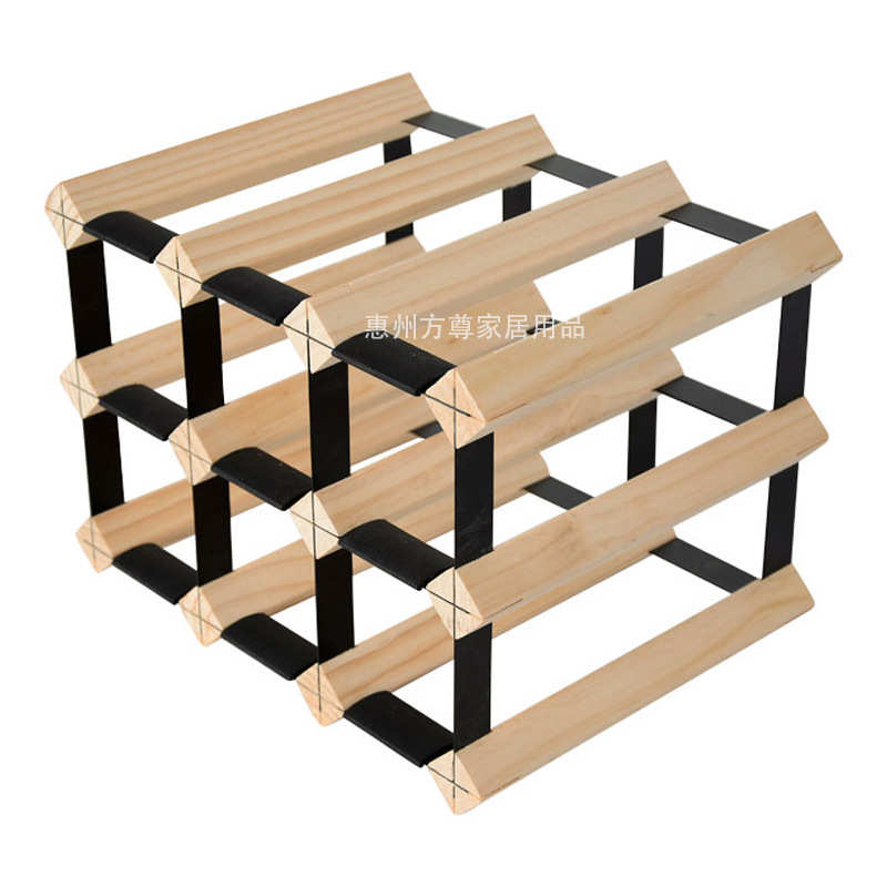 红酒架定制创意格子葡萄酒收纳架子酒窖酒庄木加铁可拼接酒架