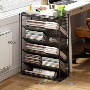 儿童桌边书架铁艺书立架书柜可移动书桌书本绘本收纳置物架教室