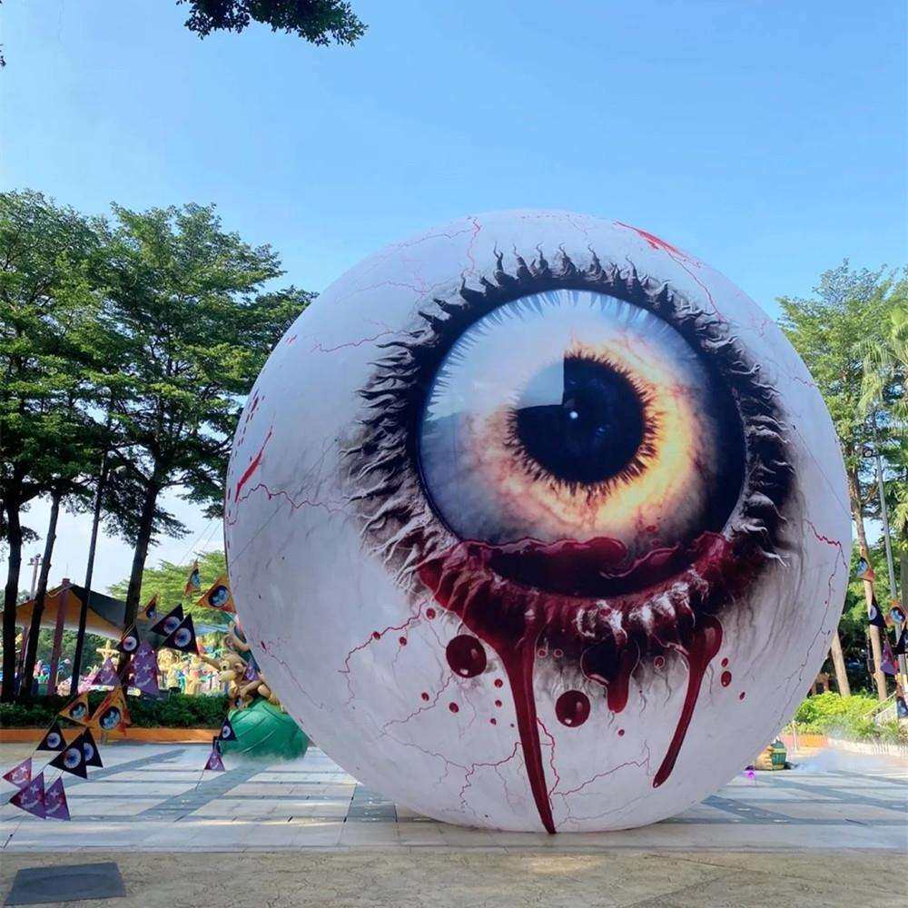 PVC闭气万圣节装饰LED灯发光眼睛球充气发光南瓜球眼球