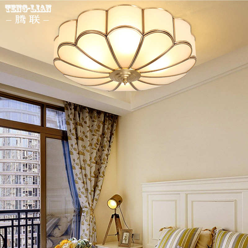 美式卧室房间全铜吸顶灯温馨现代过道阳台楼梯吸顶灯别墅书房灯具