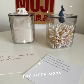 thefifthmoon可爱动物收纳盒北极熊鲸鱼，透明化妆棉签，盒亚克力收纳