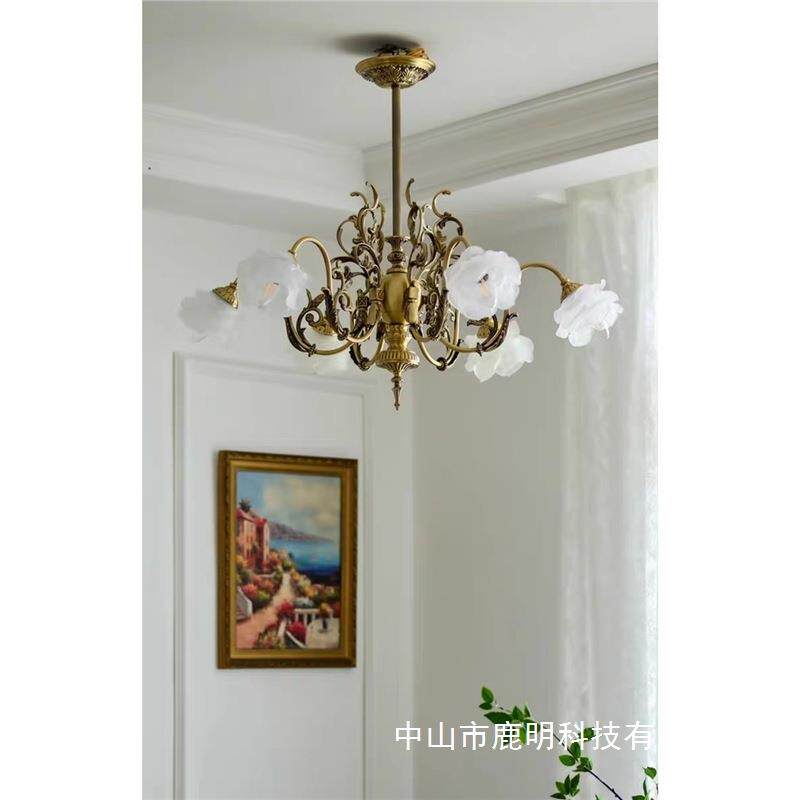法式全铜花苞vintage灯中古风客厅餐厅古典卧室浪漫玫瑰装饰吊灯