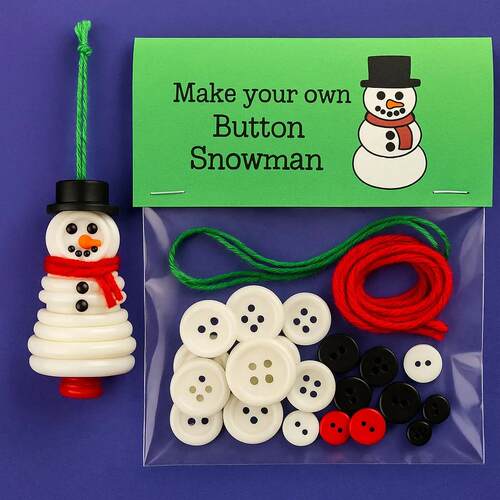 跨境爆款 DIY Button Snowman Ornament Kit DIY纽扣雪人装饰套件