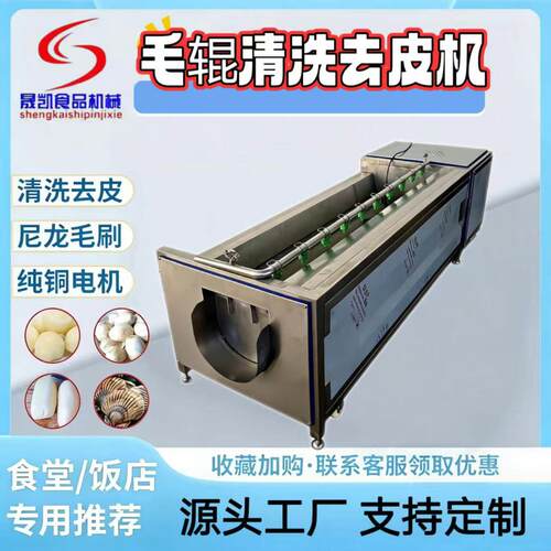 毛刷清洗机去皮机商用红薯土豆清洗去皮机黄精根茎类猪头蹄清洗机