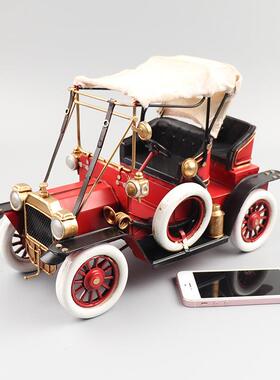 1911年福特T型老爷车汽车模型复古铁皮做旧手工艺品收藏装饰摆件