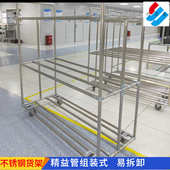 不锈钢货架201钢管仓储置物半成品缓存周转304精益管线棒架子
