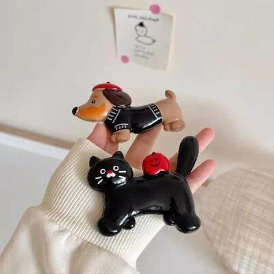 2Pcs/Set Creative Dachshund Fridge Sticker Cartoon Resin