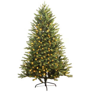 PE带灯发光圣诞树家用绿色豪华PVC混合立体三叉尖头圣诞自动树