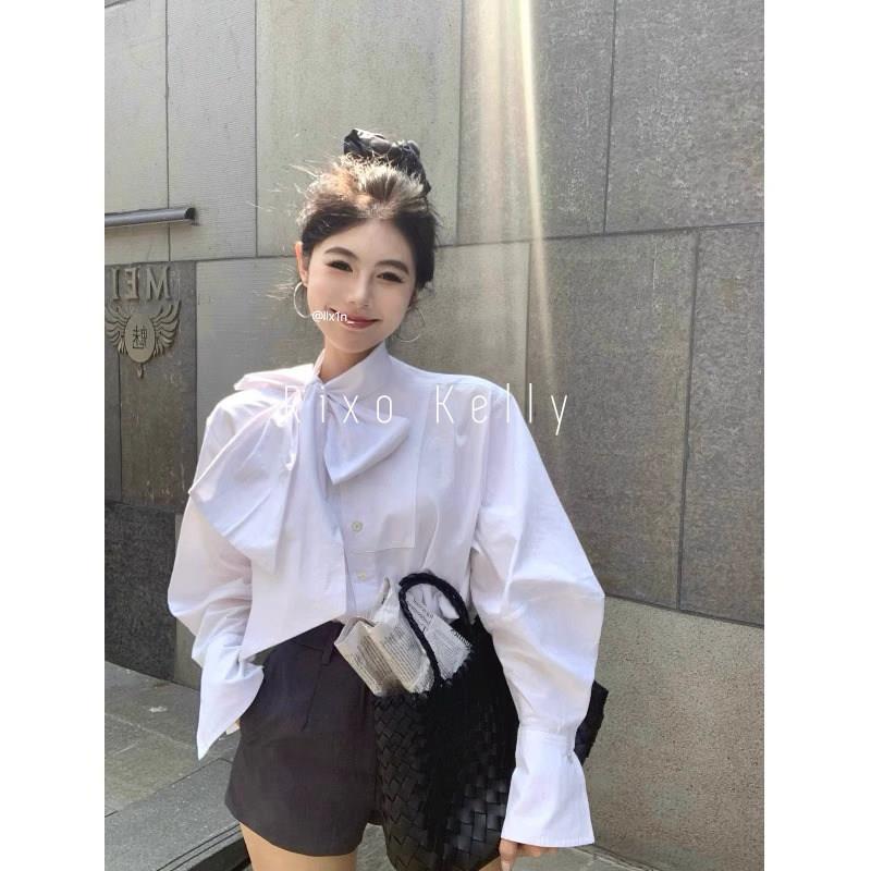 Rixo Kelly法式气质长袖衬衫女新款系带蝴蝶结宽松显瘦设计感上衣