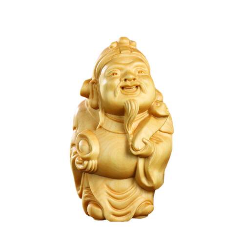 黄杨木雕手把件财神汽车挂件摆件居家装饰木质文玩把玩家居饰品