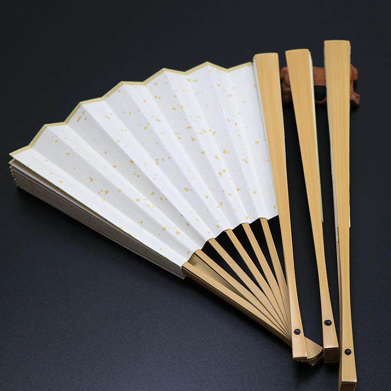 中国风宣纸折扇空白书画绘画 白扇子水磨玉竹日式文玩工艺扇苏工