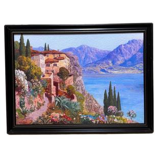 砂岩欧框城堡山水装 饰画6080 饰画覆古文艺壁画G003装