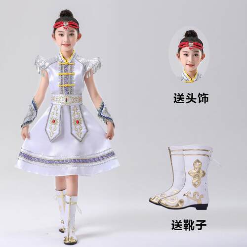 新款古服装儿童蒙古族舞蹈演蒙出服女童男56个民牧民新歌筷子族舞