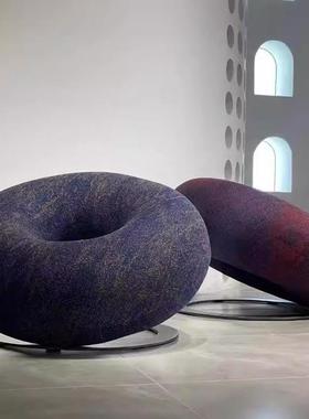 现代简室约单人椅懒人35013沙发网红阳台卧板甜甜圈设圆形计师样