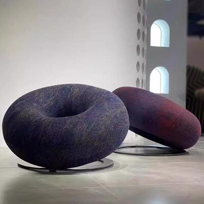 现代简室约单人椅懒人35013沙发网红阳台卧板甜甜圈设圆形计师样