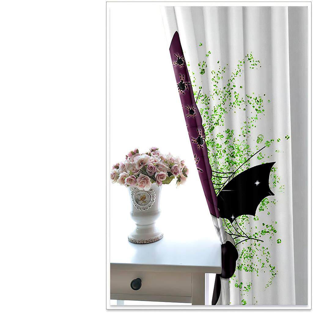 精万圣节蝙蝠卡通动画高密打遮布光窗帘KYH印花孔遮阳帘黑丝窗帘