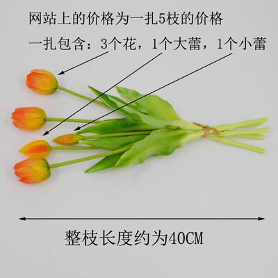 仿真软胶郁金香花郁束P金E乳胶硅胶XH1338香花仿真花保湿手感5头