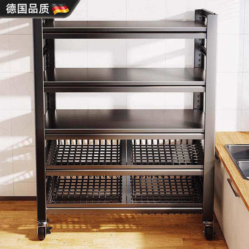 德国厨房多功能菜篮子置物架落地多层微波炉蔬菜收纳架锅具储物架