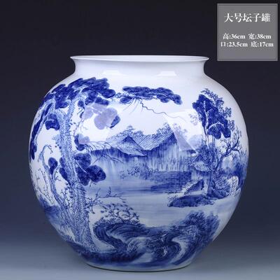 正品景东摆月德镇陶瓷器手绘架青花瓷花瓶插花仿古中景式客厅博古