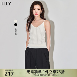 LILY2024夏女装优雅气质百搭纯色通勤款镂空针织吊带背心上衣